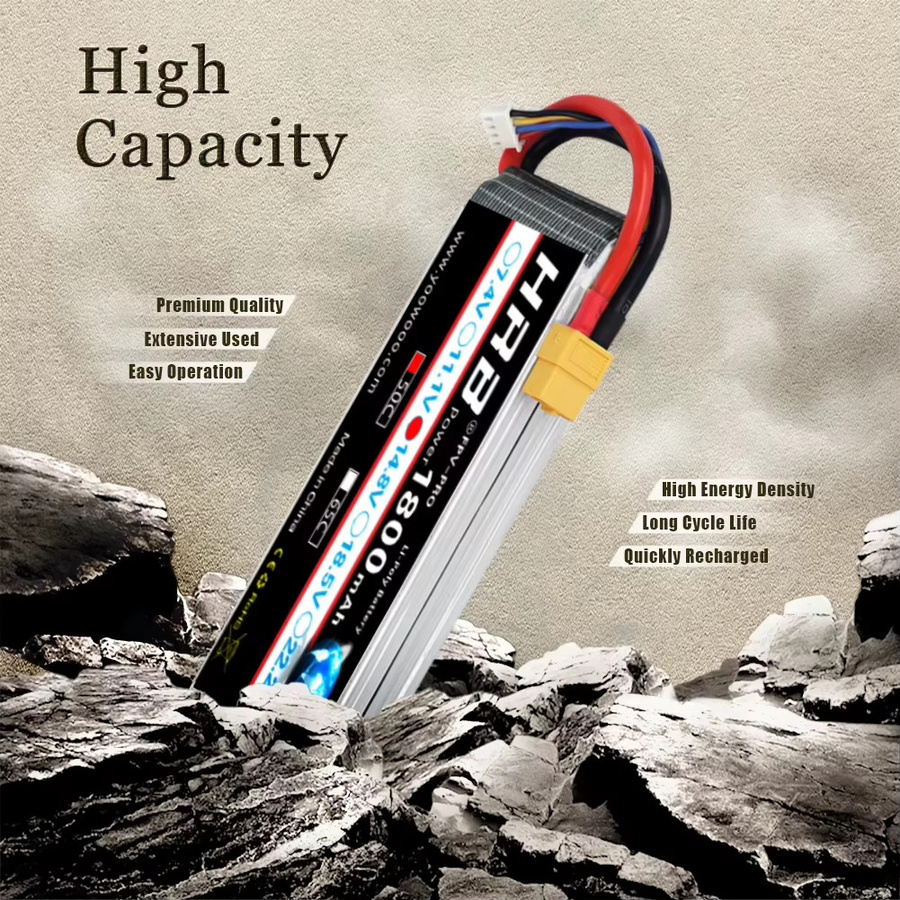 HRB Li-Ion Pack Lipo Batterie 14,8 V 1800 mAh 50C Schwarz für RC Quadcopter Hubschrauber Boot Auto Flugzeug - Bild 5