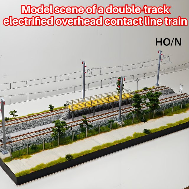 MODEL RTR Zuggleis Modell, Doppelspuriges elektrifiziertes Overhead-Kontaktsystem, HO/N Maßstab - Bild 1