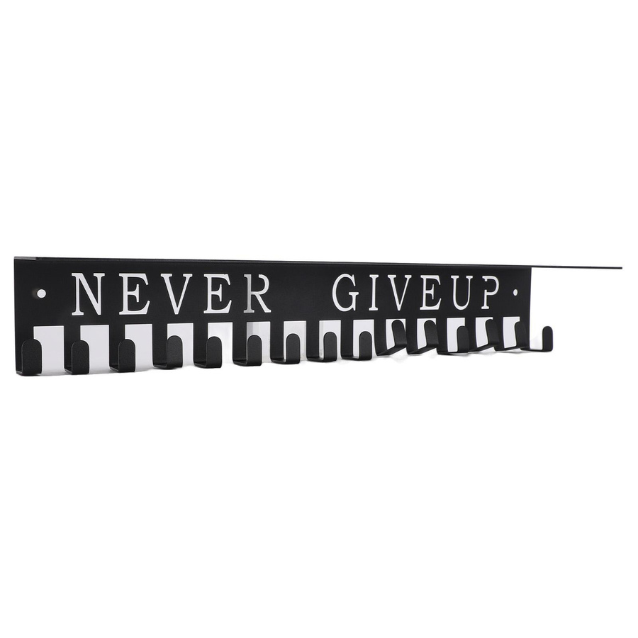 CosyHome Medaillenaufhänger Never Give Up Wandhalterung mit Haken in Schwarz Matt - Bild 1