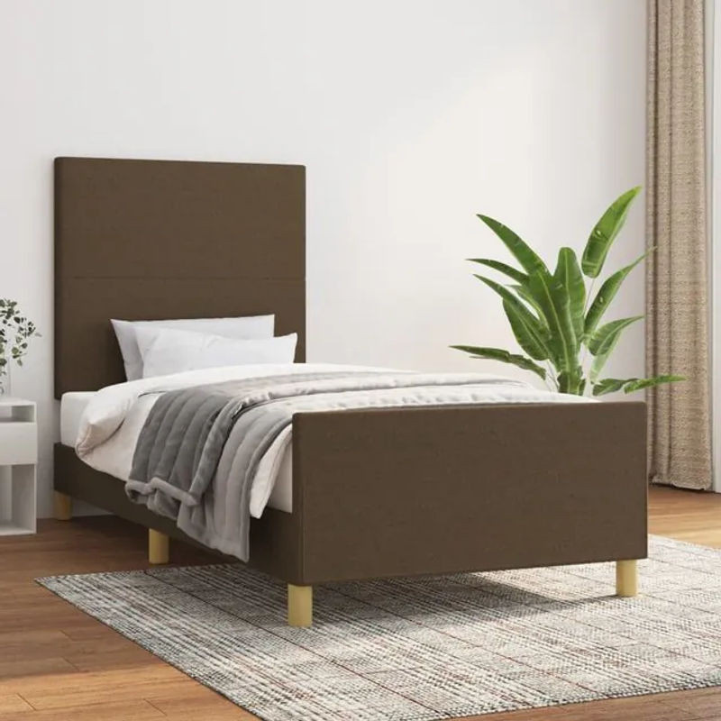 Vidaxl Polsterbett Bettgestell aus Holzwerkstoff in Braun mit Stoff, B/T/H: 90 x 190 cm - Bild 1