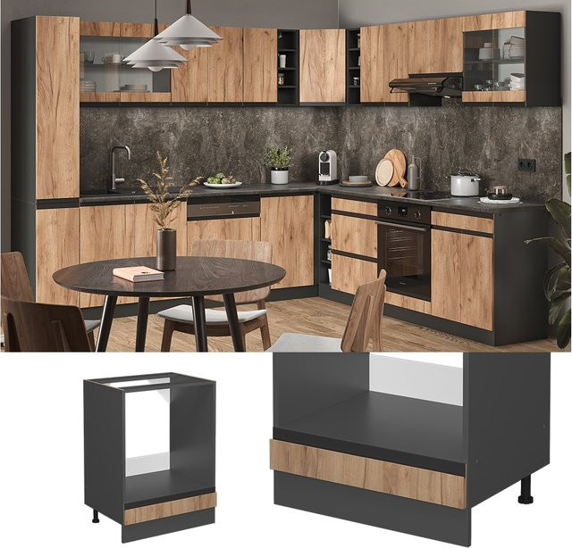 Vicco Herdschrank R-Line J-Shape Küchenschrank in Anthrazit und Eiche, Breite: 60 cm - Bild 1