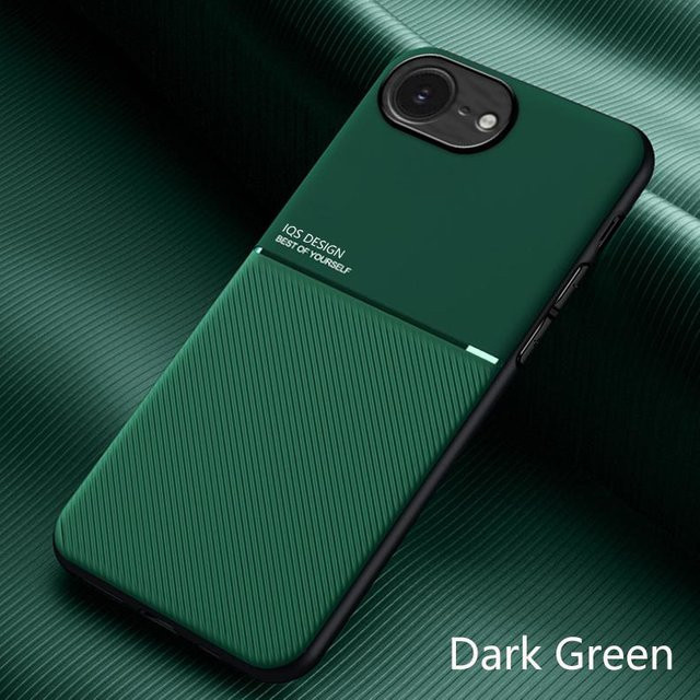 YULIN Magnetische Silikonhülle für iPhone 17e mit Lederplatte in Grün - Bild 1
