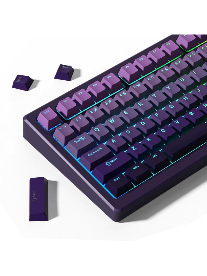 134 PBT Double-Shot Keycaps Lavendel-Lila und Weiß für mechanische Tastaturen mit Cherry und Gateron MX Schaltern - Bild 4
