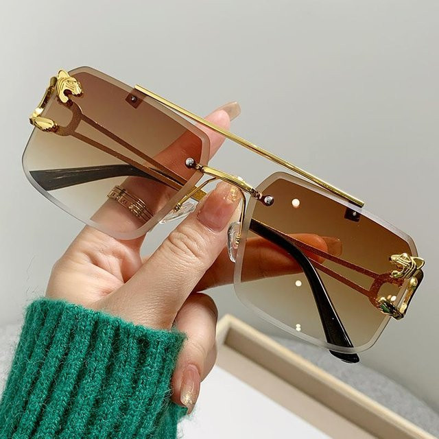 Yiran toy Sonnenbrille, randlos, quadratisch, Metall, Unisex, brown - Bild 1
