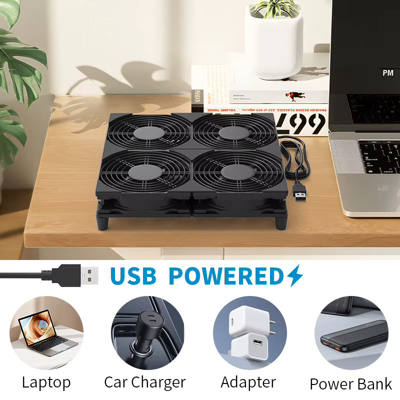 SilentEdge Leiser USB-Lüfter in Schwarz für Router Rack, Modem und Netzwerk-Server-Kühlung - Bild 2