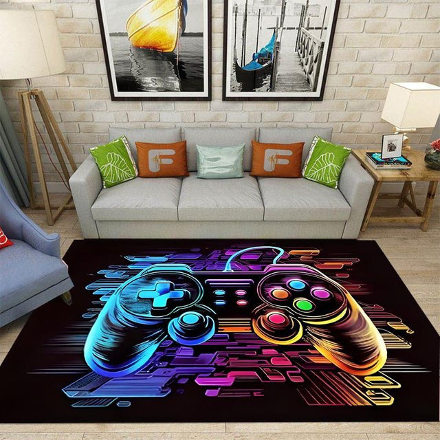 Gaming Teppich JGJG mit Gamecontroller Motiv für Jungenzimmer und Spielzimmer, Mehrfarbig, Breite: 50 cm, Tiefe: 80 cm - Bild 1