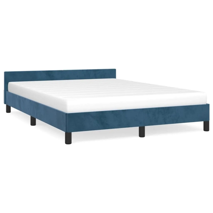 vidaXL Bettgestell mit Kopfteil aus Samt in Dunkelblau B/T/H: 140 x 200 x 143 cm - Bild 2
