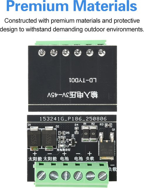 Automatischer Solar Panel Laderegler DC 3-45V mit LED Nachtlicht und Kontrollschalter in Schwarz - Bild 1