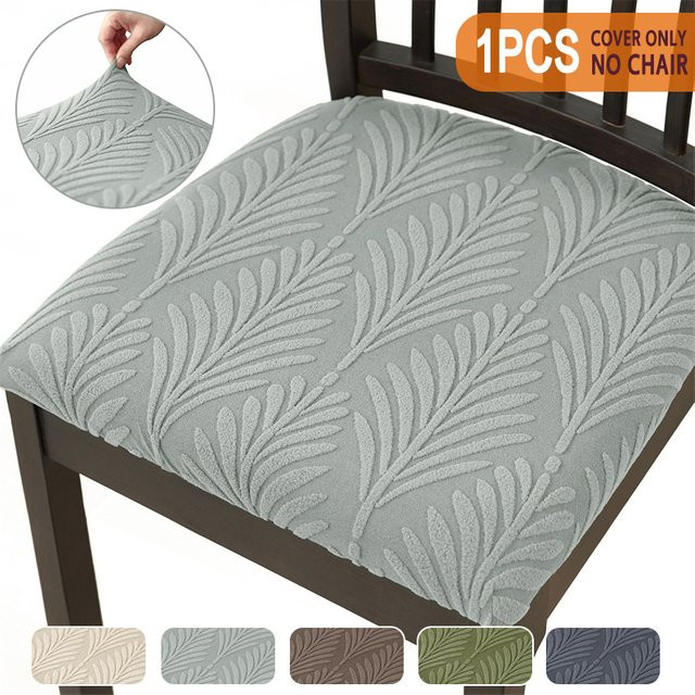 WANERQU Jacquard Esszimmerstuhl-Sitzbezug mit floralem Muster in Grau, abnehmbarer und staubdichter Stuhlüberzug für modernes Design - Bild 1