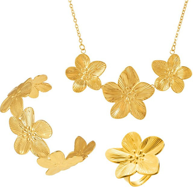 UMTNOR Schmuck-Set, Vintage Blume, Gold, Damen - Bild 1
