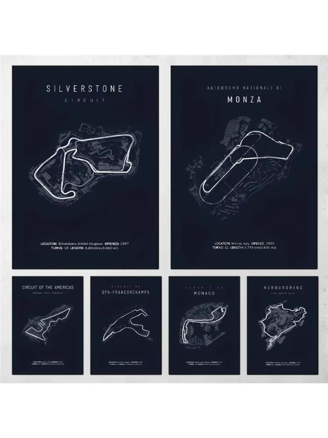 Potdemiel Retro Track Map Leinwand Poster mit abstraktem geometrischem Design für dein Wohnzimmer oder Schlafzimmer - Bild 3