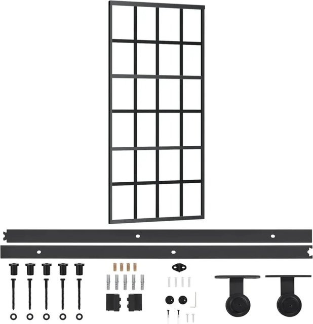 vidaXL Schiebetür aus ESG-Glas und Aluminium in Schwarz, B/H: 90 x 205 cm - Bild 1