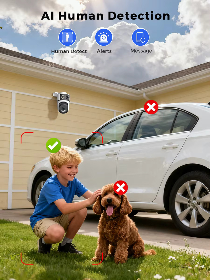 BESDER IP PTZ Outdoor Überwachungskamera mit Dual Screen, 10MP Wifi und 6MP AI Auto Tracking, Weiß - Bild 4