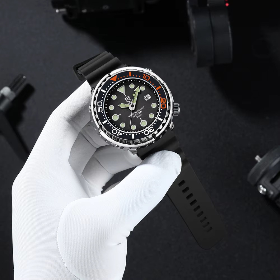QINGXIYA Armbanduhr, Quarz, Silikonarmband, Schwarz, Herren - Bild 5