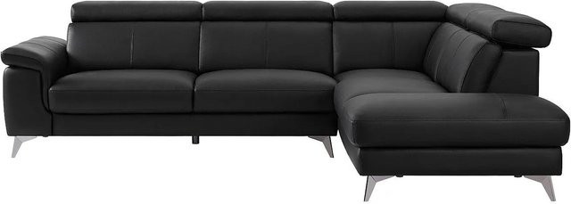 Vente-unique Sofa Maramba in Schwarz, modernes L-Shape Ecksofa mit Kunstlederbezug, Breite: 288 cm - Bild 1