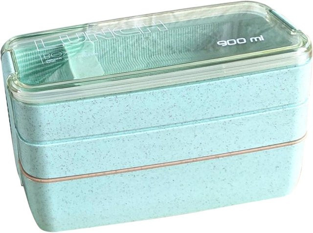 CosyHome Bento-Box Lunch-Brotdose mit 3 Schichten, auslaufsicher und stapelbar, grün - Bild 1