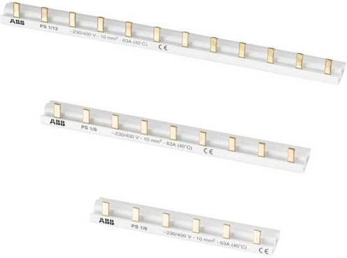 ABB 2CDL210001R1003 PS1/3 Phasenschiene 1-Phasen, 3 Pins, 10mm², 63A, transparent - Bild 1