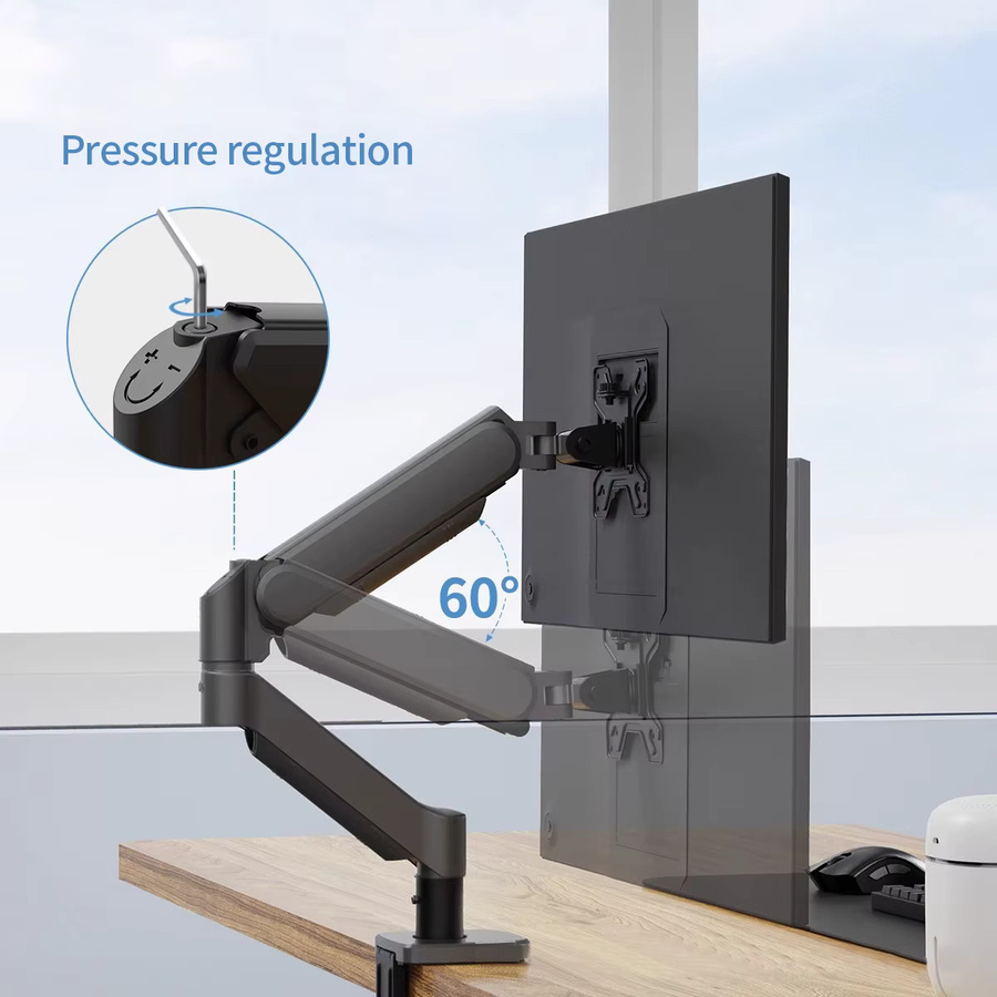 Einzelmonitor-Arm-Schreibtischhalterung für 17 bis 32 Zoll Bildschirme, Tragfähigkeit bis 10 kg, Schwarz, mit Gelenk-, Klemm- und Tüllenbasis - Bild 5