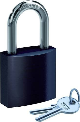 Basi Vorhängeschloss VHS 619 in Schwarz mit Aluminiumgehäuse und 2 Schlüsseln, verschiedenschließend und gravurfähig - Bild 1