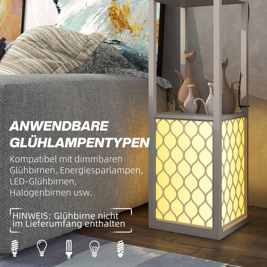 HOMCOM Stehleuchte modern in Grau und Weiß mit 2 E27 Fassungen und Zugkette, B/T/H: 26 x 26 x 156 cm - Bild 3