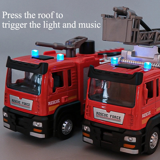 CONUSEA Feuerwehrauto, Sprinkler-Spielzeug, 1:50, mit Musik und Wassersimulationsspray, Metall - Bild 1