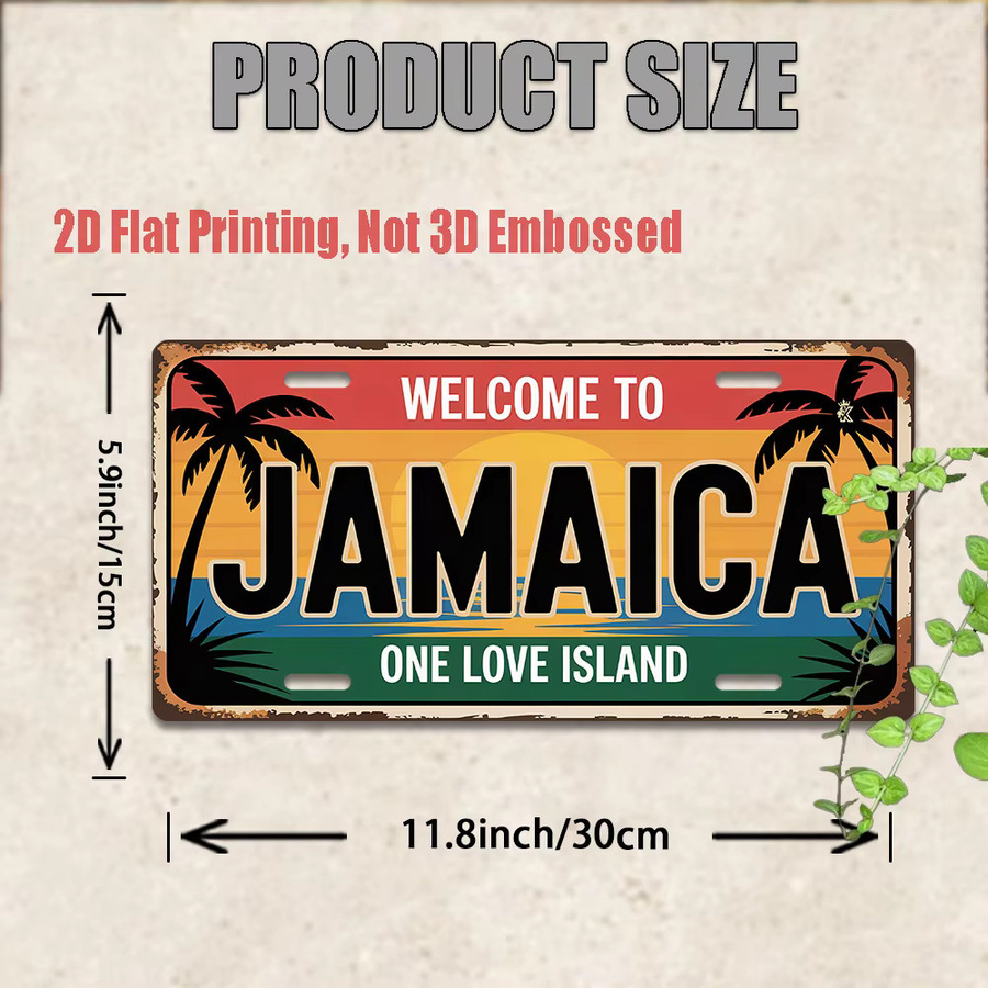 CIFBUY Vintage Jamaika Aluminium-Schild One Love Island Tropische Wanddekoration, Mehrfarbig, B: 30 cm, H: 15 cm - Bild 2