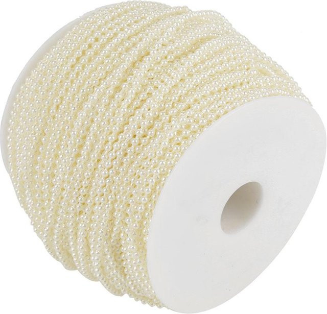DIYelecs Imitationsperlen Draht als Girlande und Schnur für Hochzeitsdekoration und Weihnachten, 100m Rolle, Weiß und Beige, 2,5mm - Bild 1