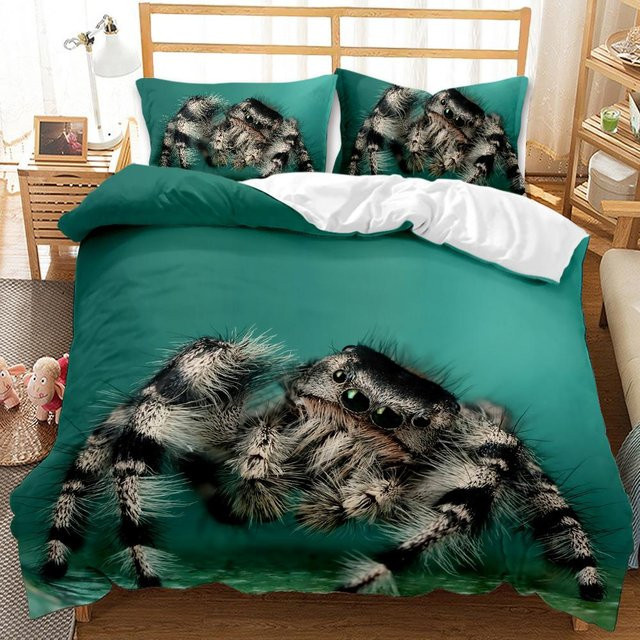 JMG Household Supplies Bettwäscheset mit 3D-Druck Vogelspinne aus Mikrofaser, Farben: Schwarz, Braun und Grün, B/H: 135 x 200 cm - Bild 1