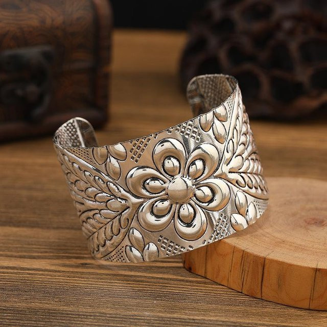 Armband Silber, geschnitztes Muster, Damen - Bild 1
