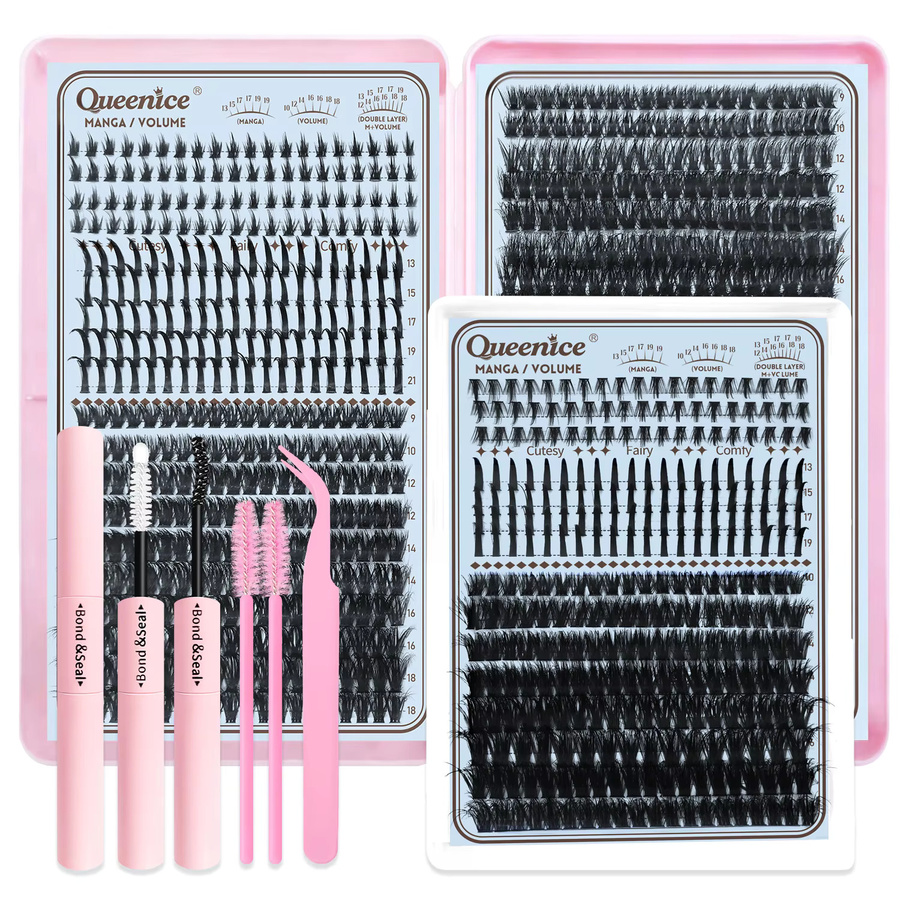 QUEENICE Manga Volume Lash Kit, Spiky Bottom Lash Clusters, Black, Damen - Bild 6
