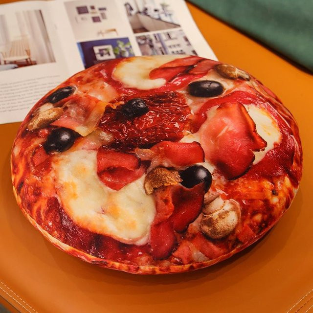 Yiran Health & Beauty Pizza Plüschkissen mit Reißverschluss, Rundes Snackkissen in Multicolour, Durchmesser: 40 cm oder 60 cm - Bild 1