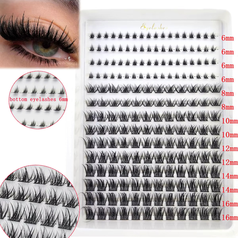 AMSDCN Wimpernbündel, 14-reihig, Black, Unisex - Bild 4