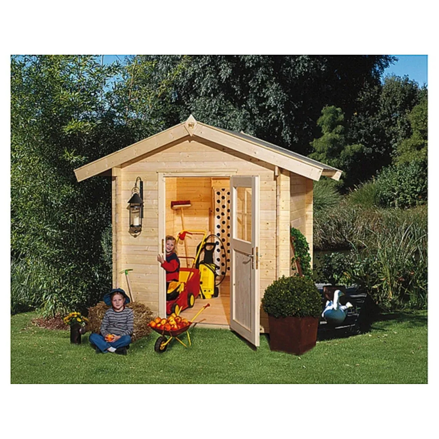 Weka Gartenhaus Bregenz A aus Fichtenholz mit Satteldach in Natur, B/T: 200 x 200 cm - Bild 2
