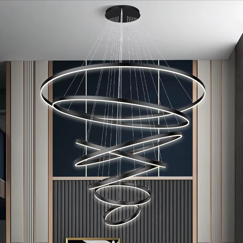 Joemade Pendelleuchte im skandinavischen Design als Treppenleuchte für Wohn- und Esszimmer, Schwarz, Metall - Bild 2
