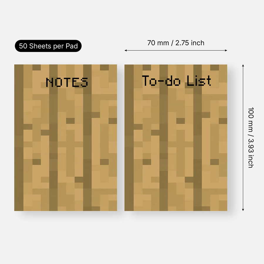 2 Stück Pixel-Holz Haftnotizen, selbstklebende Notizblöcke in Braun und Multicolour, 100 Blatt - Bild 1