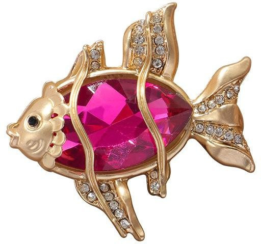 YIRAN Brosche Goldfisch, Kristall, Weiß, Unisex - Bild 1