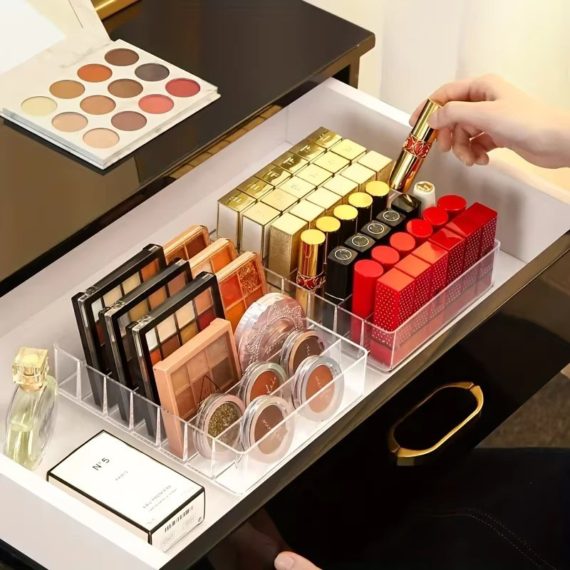 Transparente Aufbewahrungsbox aus Acryl für Lidschatten-Paletten, Puder und Lippenstift als Organizer für deinen Schminktisch - Bild 2