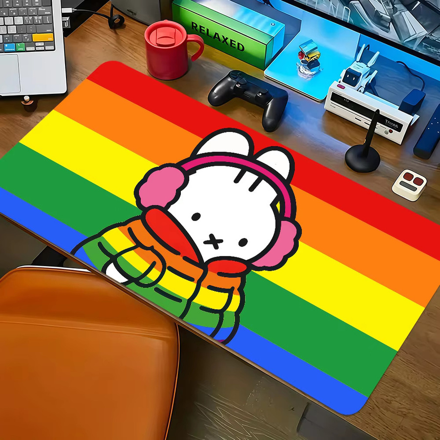 Miffy Cartoon Hasen Mauspad in Multicolour, rutschfestes und verdicktes Desktop-Mauspad mit Lockedge-Verstärkung für Gaming und Büro - Bild 6