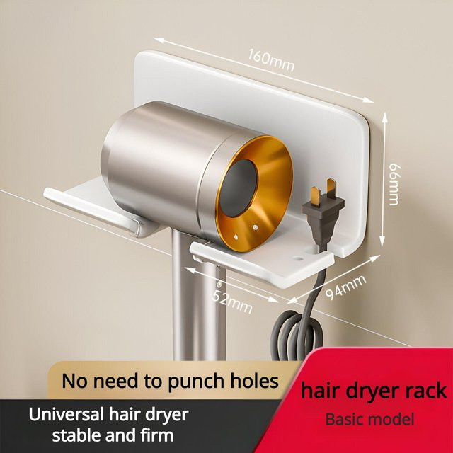 Wandmontierter Föhnhalter aus Aluminium für Dyson Leifen, ohne Bohren, erhältlich in Schwarz, Grau oder Weiß - Bild 1