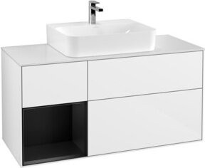 V&B Waschtischunterschrank Finion mit Wandbeleuchtung, Farbe Weiß lackiert, Breite: 120 cm, Tiefe: 50,1 cm, Höhe: 50,1 cm - Bild 1
