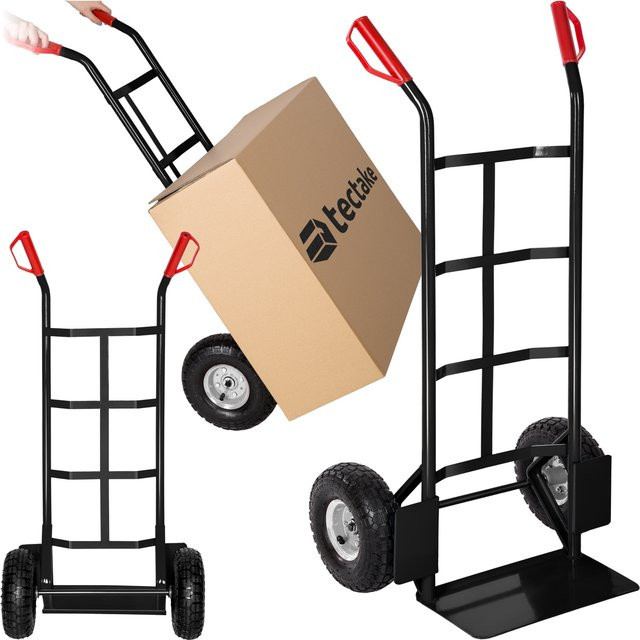 tectake Sackkarre aus Stahl mit Radschutz und Luftbereifung, Schwarz, B/T/H: 55 x 44 x 119 cm - Bild 1