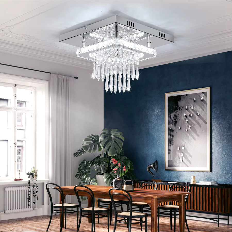 Oyajia LED-Kristall-Deckenleuchte in Chrom, Durchmesser: 30 cm, Kaltweißes Licht 6000 K - Bild 3