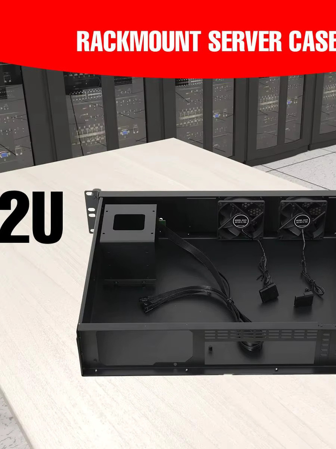 Kompaktes 2U Rackmount-Servergehäuse für industrielle Steuerungen und Datenspeicher in Schwarz - Bild 7