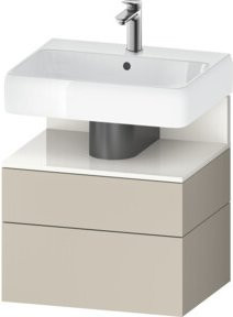 Duravit Waschtischunterschrank Qatego in Weiß Hochglanz und Taupe Matt, B/T/H: 59 x 47 x 59 cm - Bild 1