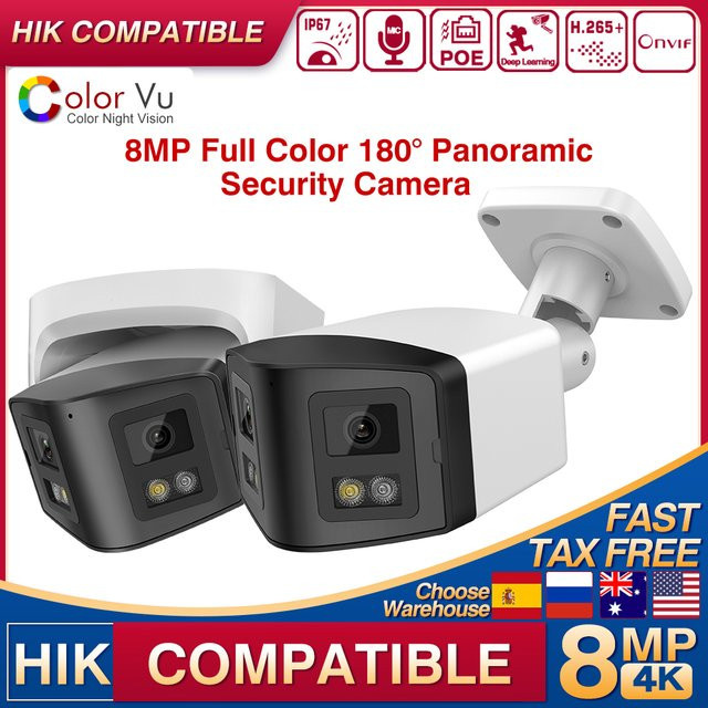 HIKTECHEYE 4K 8MP IP-Kamera mit 2,8mm Objektiv und 170 Grad Weitwinkel, Hikvision-kompatibel, PoE-Unterstützung - Bild 1