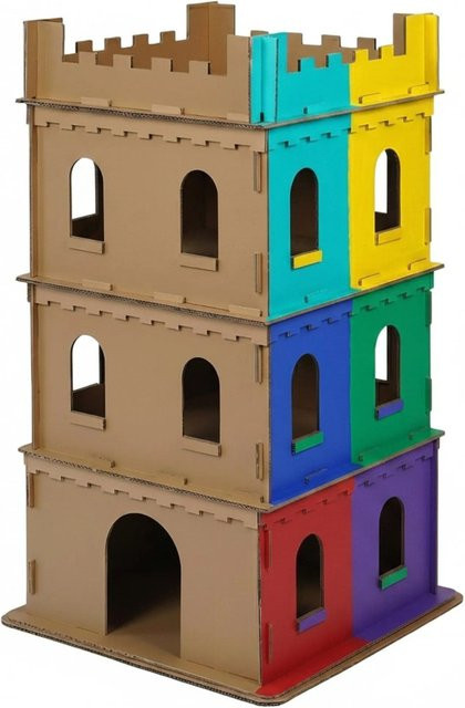 Relaxdays Katzenburg aus Pappe in Braun, XL, 3 Etagen, selbstbemalbar, Höhe: 107,5 cm, Breite: 62 cm, Tiefe: 62 cm - Bild 1