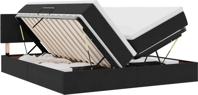 vidaXL Bett mit LED-Lichtleisten und USB-Ladeport aus Samt in Schwarz, B/T: 180 x 200 cm - Bild 1