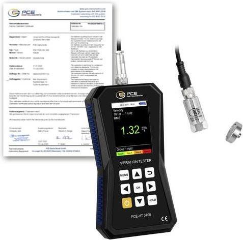 PCE Instruments Schwingungsmessgerät PCE-VT 3700-ICA in Schwarz mit ISO-Kalibrierzertifikat zur Messung von Beschleunigung, Geschwindigkeit und Weg - Bild 1