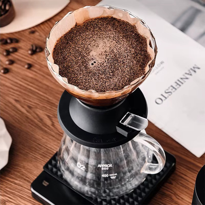 YRPcoffee Dripper V02 Konischer Kaffeefilterbecher aus Glas in Transparent inklusive 40 Kaffeefilterpapier - Bild 5