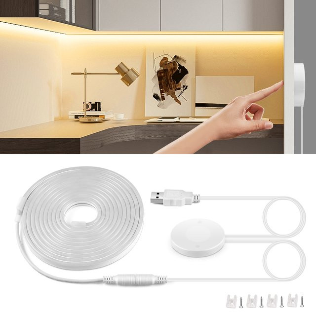 Lcamaw Neon Flex LED-Band mit USB-Anschluss und Touch-Schalter in Weiß - Bild 1